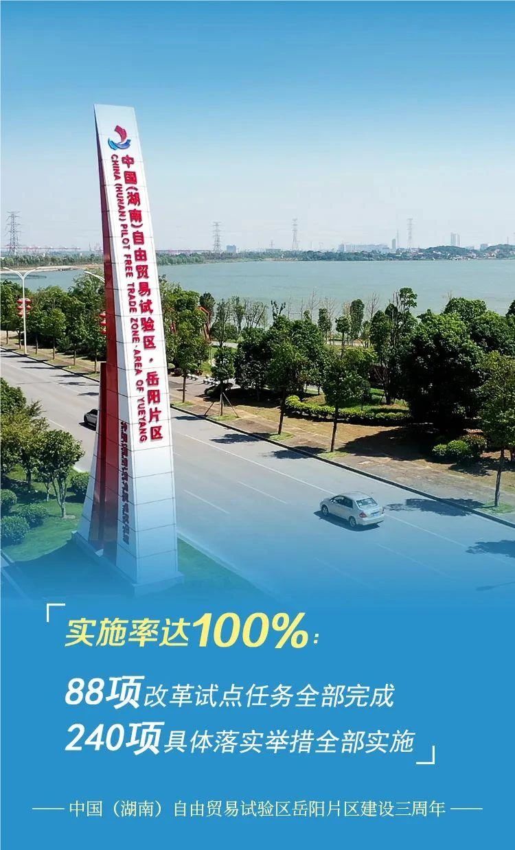 为国家试制度，为地方谋发展。2020年9月，中国（湖南）自由贸易试验区岳阳片区揭牌，成立三年来交出一份份亮眼的“成绩单”。