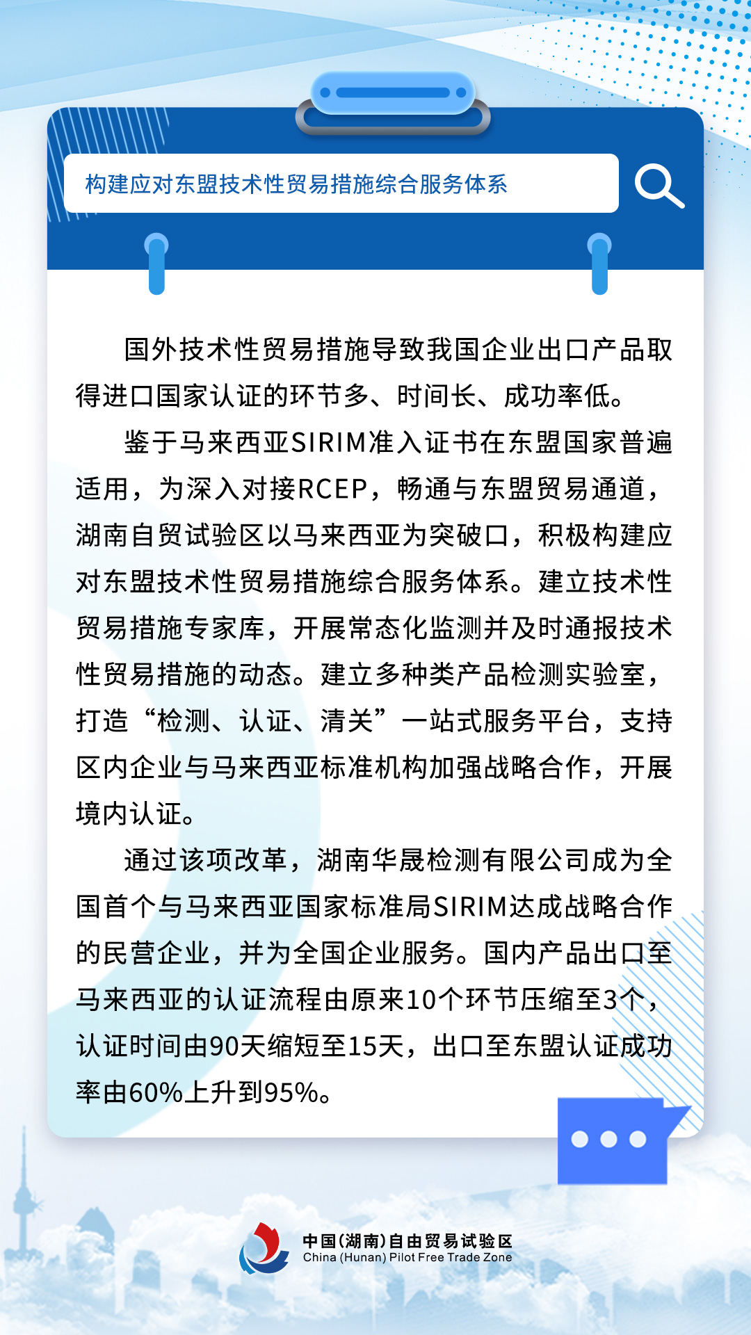 海报呈现“构建应对东盟技术性贸易措施综合服务体系”制度创新成果。